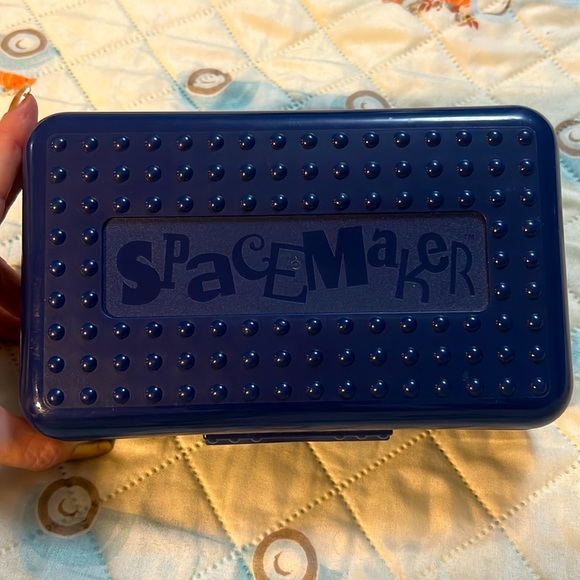 SpaceMaker Vintage 90s Pencil Box Navy Forest Green School Supply Storage - Picture 11 of 16